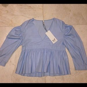 (NWT) Zara blue trafaluc long sleeve top